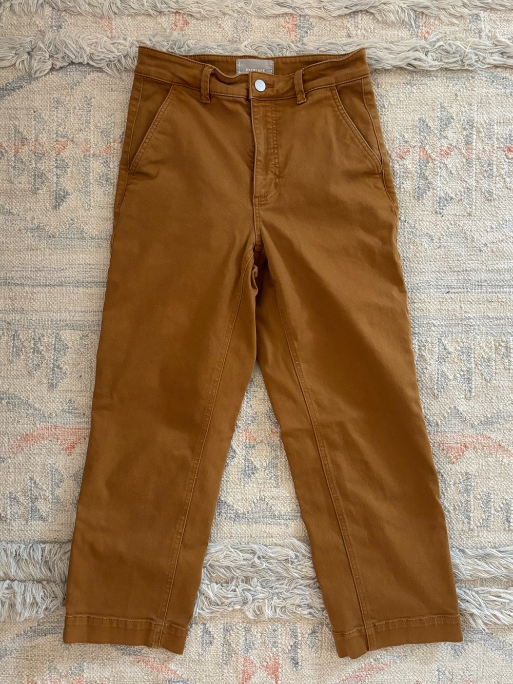 Everlane Caramel Brown Straight-Leg Cropped Pants